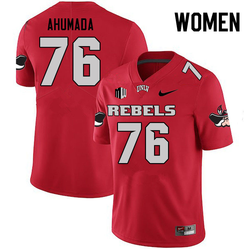 Women #76 Jacob Ahumada UNLV Rebels College Football Jerseys Stitched Sale-Scarlet - Click Image to Close